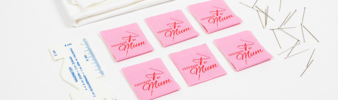 Sewing labels taffeta "Handmade by Mum"